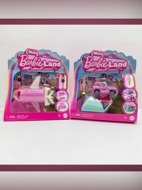 🆕 Barbie Mini BarbieLand Dream Plane, Jeep & Doll Figure Set With Color Change